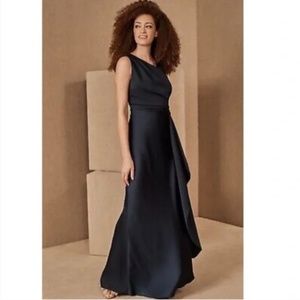 BHLDN Espen Satin Maxi Dress Navy 16 NWT